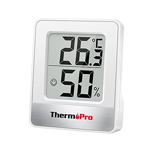 ThermoPro TP49 Mini Igrometro Termometro Digitale Termoigrometro da Interno per Casa Monitor di Temperatura e umidità per Ambienti con Livello di Comfort, Bianco