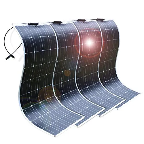 DOKIO 4PC 100W Flessibile Pannello Solare Monocristallino Fotovoltaico 400W per Giardino Camper Tetto RV Barca
