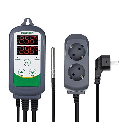 Inkbird ITC-308 LED Digitale Regolatore di Temperatura Termocoppia Termostato con Doppio Relè per Riscaldamento Mat, Serra Riscaldatore, Allevamento