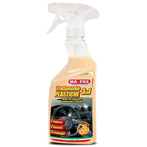 Ma-Fra, Trattamento 3in1 Plastiche, Pulisce, Ravviva e Protegge le Parti Interne dell'Auto, Creando una Barriera Anti Raggi UV, Formato 500ml