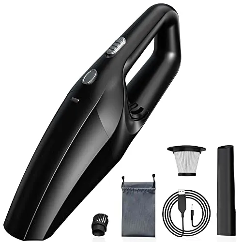 TEMOLA Aspirapolvere per Auto Ricaricabile con Filtro HEPA, Portatili Accessori Auto Aspirabriciole Senza Fili Piccolo, Aspiratore Macchina degli Interni Auto, Mini Aspirapolvere Potente
