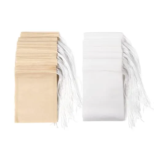 Carehabi - Sacchetti da tè usa e getta con coulisse, bustine da tè sfuse, sacchetti per tè, 200 sacchetti di tè vuoti (6 x 8 cm)