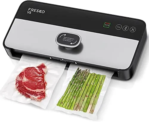 FRESKO Macchina Sottovuoto professionale Alimenti completamente automatica, con indicatore LED e 10 pezzi di sacchetti sigillanti
