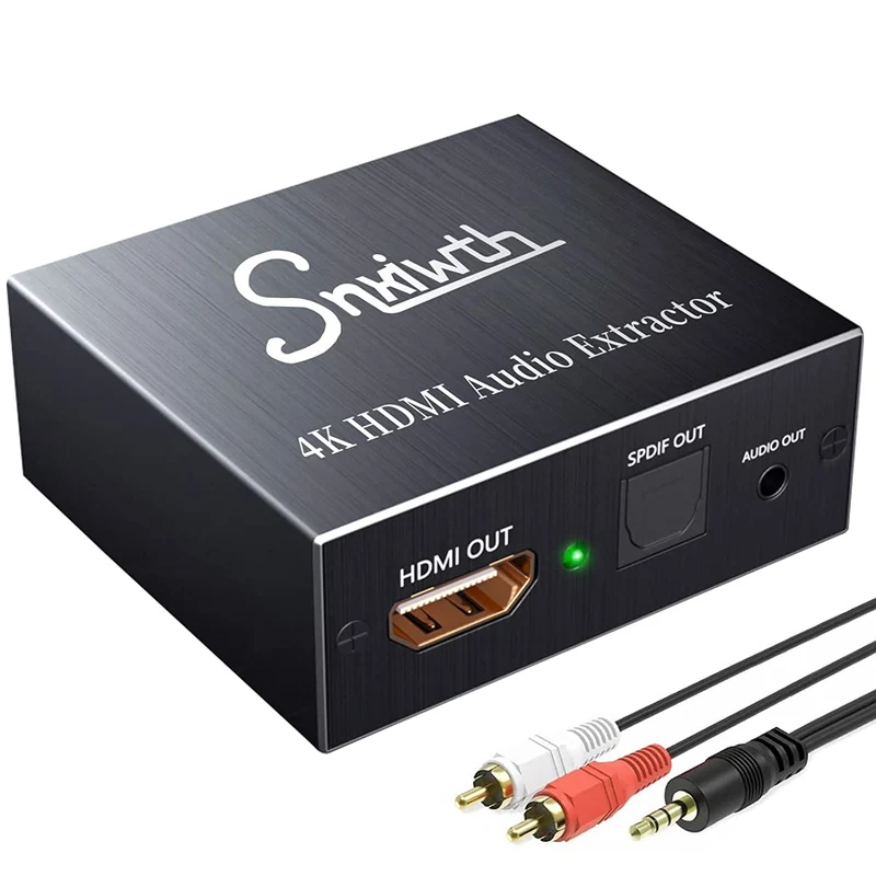 Snxiwth Mini HDMI Audio Estrattore, 4K x 2K HDMI a HDMI SPDIF Splitter HDMI Toslink Adattatore con 3.5mm Stereo Audio HDMI Estrattore Convertitore per PS4 PS5 Blu-ray DVD Xbox TV PC