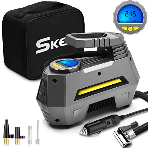 SKEY Gonfiatore digitale per pneumatici, pompa portatile, DC 12 V 150 Grigio