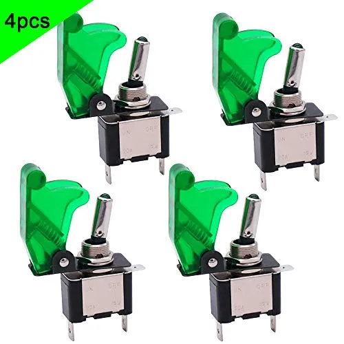 QitinDasen 4Pcs Professionale Auto Interruttore a Levetta, con Verde LED...