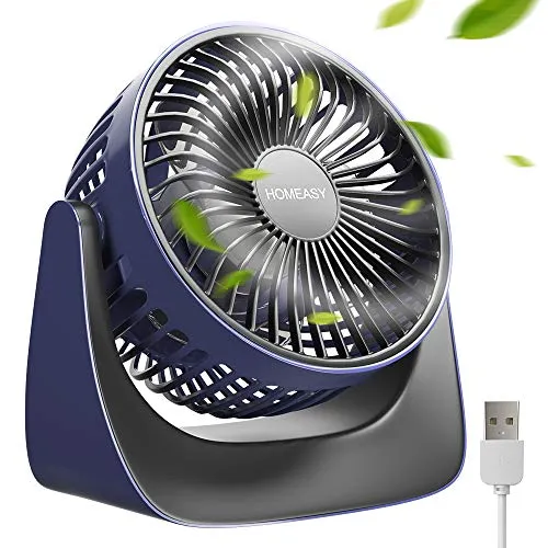 homeasy Ventilatore USB da Tavolo, Mini Silenzioso e Potente Blu