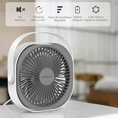 LaHuko USB Ventilatore da Scrivania, 20cm Portatile Tavolo...