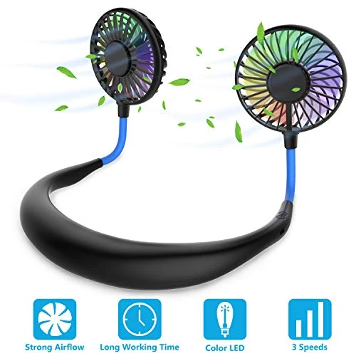 Ventilatore Portatile,Ventilatore Indossabile da Collo Nero Blu (Nuovo)