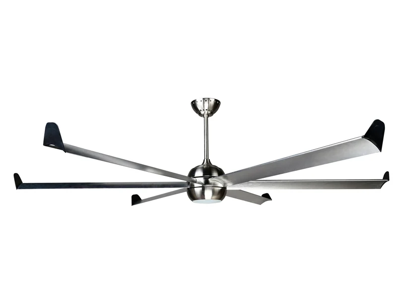 Ventilatore da soffitto DC argento con pale in alluminio 236cm e luce per 125m2