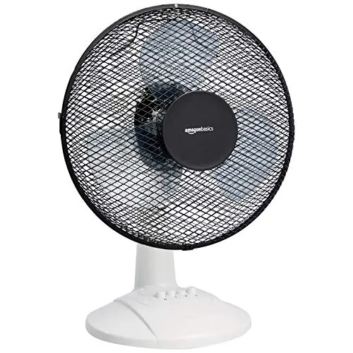 AmazonBasics - Ventilatore oscillante da tavolo, a 3 velocità, 40 W, Nero