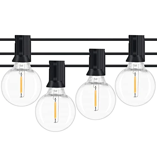 Catena Luminosa LED G40 per Esterno, 9,5m con 25+2 Lampadine Plastica Infrangibili per Cortile, Veranda, Caffetteria, Feste, Matrimoni e Giardino