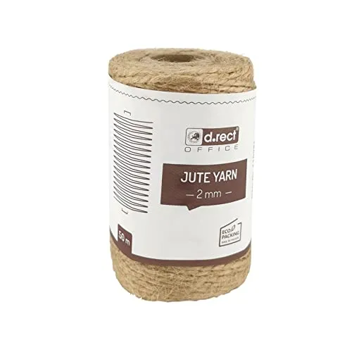 D.RECT 50m Iuta Marrone Naturale | Spago per Confezioni Regalo Te | Corda Decorativa | Spessore 2 mm | per: Imballaggio, Floricoltura, Decorazione, Jute Yarn, 50 m, unità