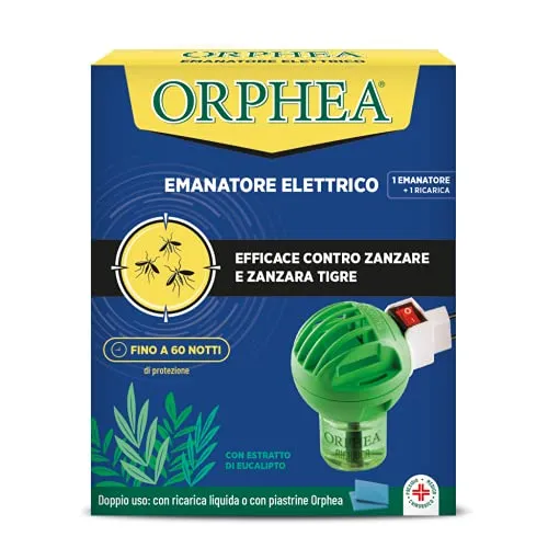 Orphea Insetticida, Emanatore Elettrico Contro gli Insetti, all'Euclipto, Emanatore + 1 Ricarica Liquida 30 ml