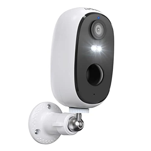 ieGeek 2K Telecamera Wi-Fi Interno / Esterno Batteria Senza Fili, Videocamera Sorveglianza con Visione Notturna a Colori, Allarme con Rilevamento del Movimento, Sirena, IP65, Audio a 2 Vie, SD/Cloud