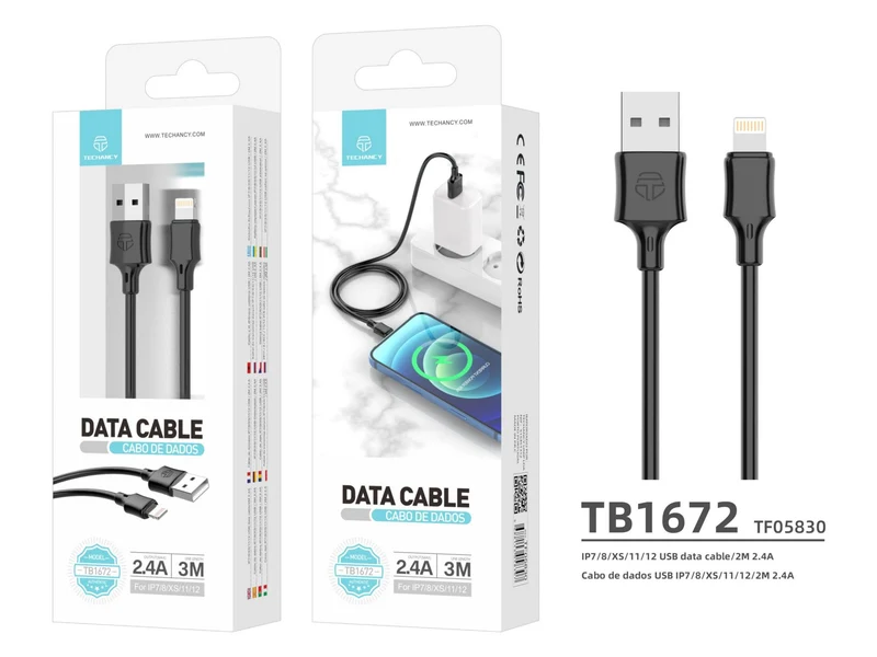 Cavo Dati Pvc 3Metri Lightning Black 2.4A