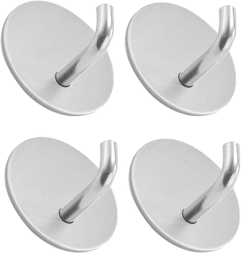 4 Pezzi Ganci Adesivi Ganci Portasciugamani in Acciaio Inox Gancio Appendiabiti da Parete Autoadesivo/Gancio per Cucina e Bagno Forte Impermeabile Rimovibile per Bagno Cucina Porta