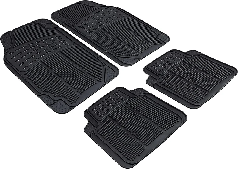 Walser Set Universale di tappetini in Gomma per Auto Spartakus 4 Pezzi Tagliati su Misura per autovetture Nero 28036