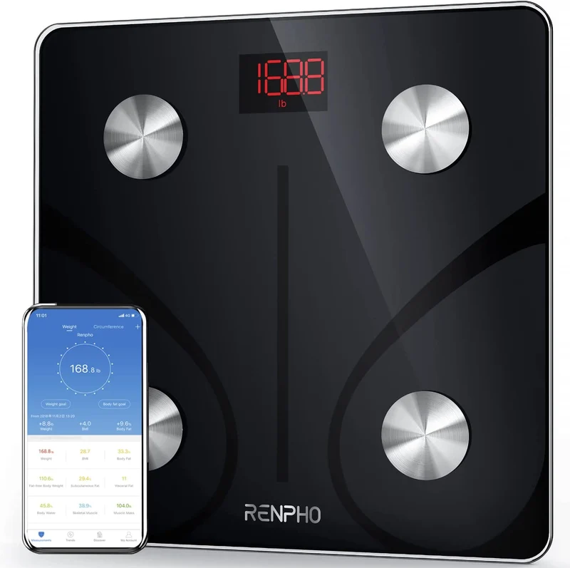 RENPHO Bilancia Pesapersone, Professionale Bilancia Impedenziometrica Bluetooth Bilancia Pesa Persona Digitale con App-Misura Peso Corporeo, Massa Grassa, BMI, Massa Muscolare, Massa Ossea, Proteine