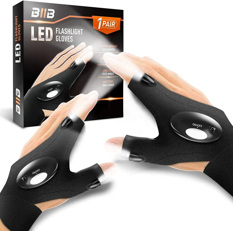 Regalo Uomo, BIIB Regali Natale Originali Uomo, Idee Regalo Natale Uomo Compleanno Originali, Regali per Papà Gadget Utili Guanti LED Luci per Pesca, Regali di Natale per Lui, Regalo Festa del Papà