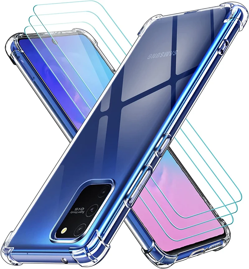iVoler Custodia Cover per Samsung Galaxy S10 Lite con 3 Pezzi Pellicola Vetro Temperato, Ultra Sottile Morbido TPU Trasparente Silicone Antiurto Protettiva Case