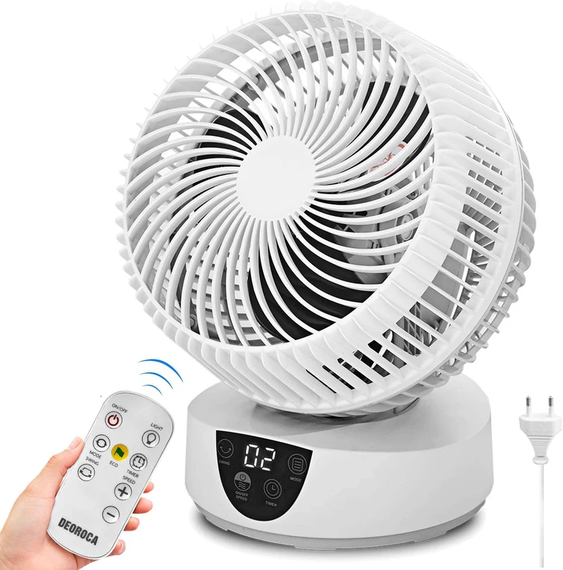Ventilatore Da Tavolo Per Circolazione Dell'aria, 3 Velocità, 4 Modalità, Timer 9H, Ventilatori Da Tavolo Elettrici Silenziosi Oscillanti Turbofan Silenzioso Per Camera Da Letto (Bianca)