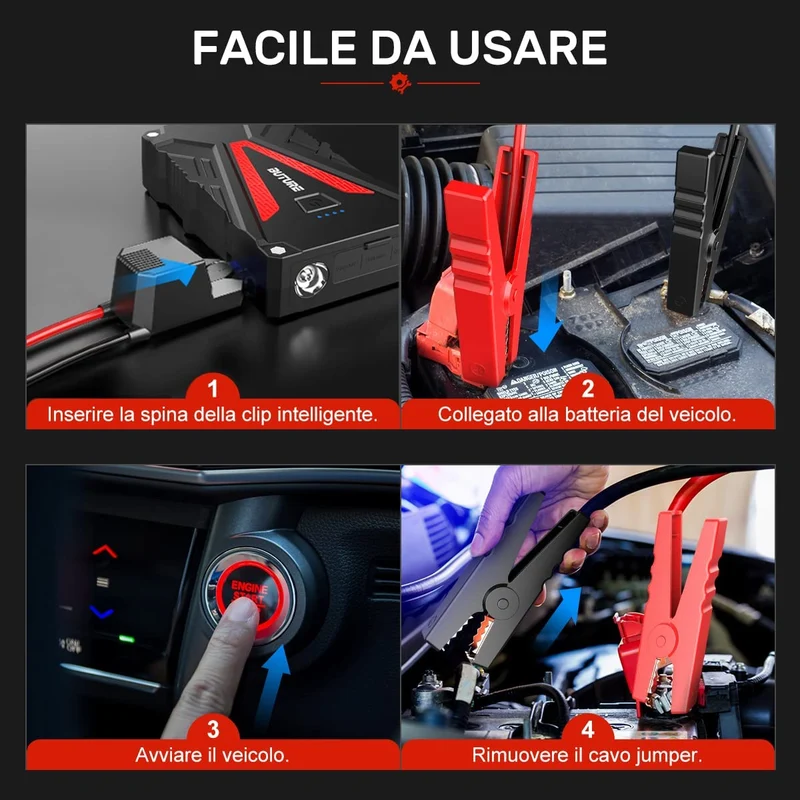 BuTure Avviatore Batteria Auto, 800A 13800mAh Portatile Avviatore Emergenza per Auto/Moto (Motori Fino a 6.0L Benzina/5.0L)