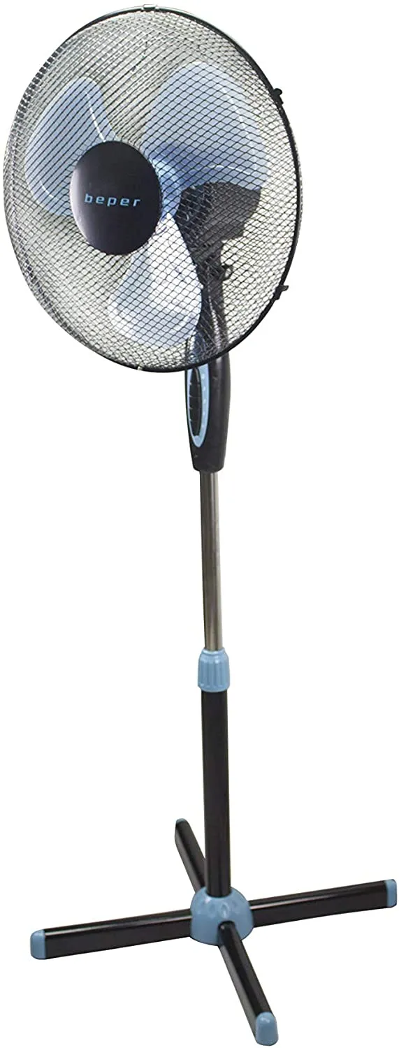 Beper P206VEN100 Ventilatore a Piantana, 35 Watt, Metallo /ABS, Diametro 40 cm, 3 Pale,3 Velocità, Oscillazione e Inclinazione regolabile, Nero