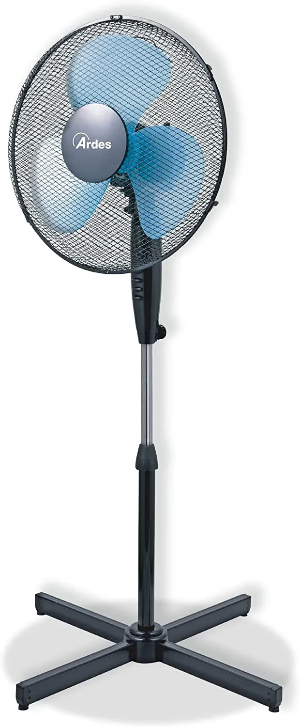 ARDES | AR5EA40P Ventilatore a Piantana Potente Silenzioso 3 Pale 40 cm Oscillante con Altezza e Inclinazione Regolabile Ventilatore a Stelo Ardes 3 Velocità Modello