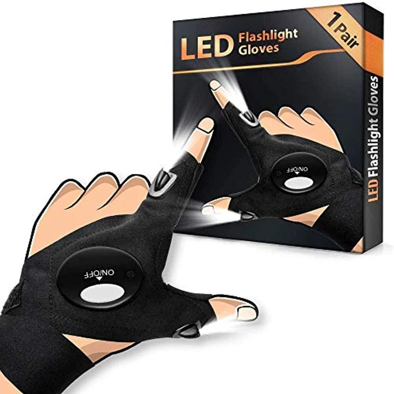 San Valentino per Lui Lei Guanti LED - Idee Regalo Festa del Papà Guanti Luci, Guanti LED con Luci Impermeabili, Regali per Papà Gadget Fai da Te, Gadget Guanti LED Luci per Pesca, Riparazione
