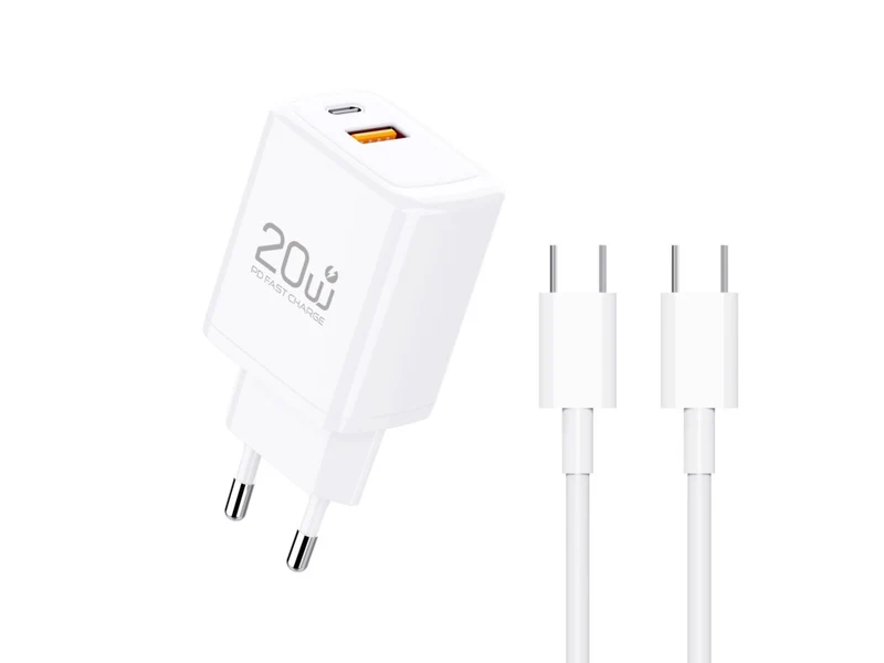 Caricabatterie rapido Techancy 20W PD3.0 Doppia porta USB-C+USB-A Cavo 1m 60W