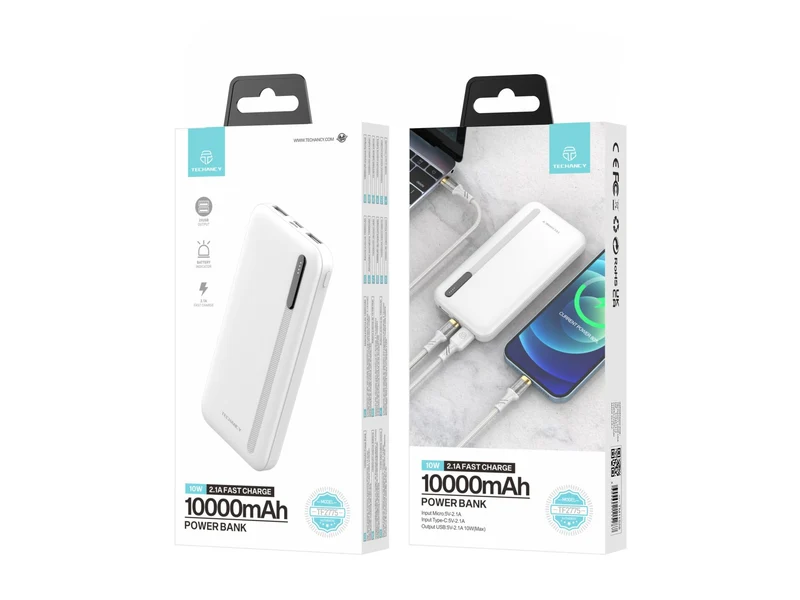 P7 POWER BANK 10000mAh 10W CARICATORE RAPIDO BIANC