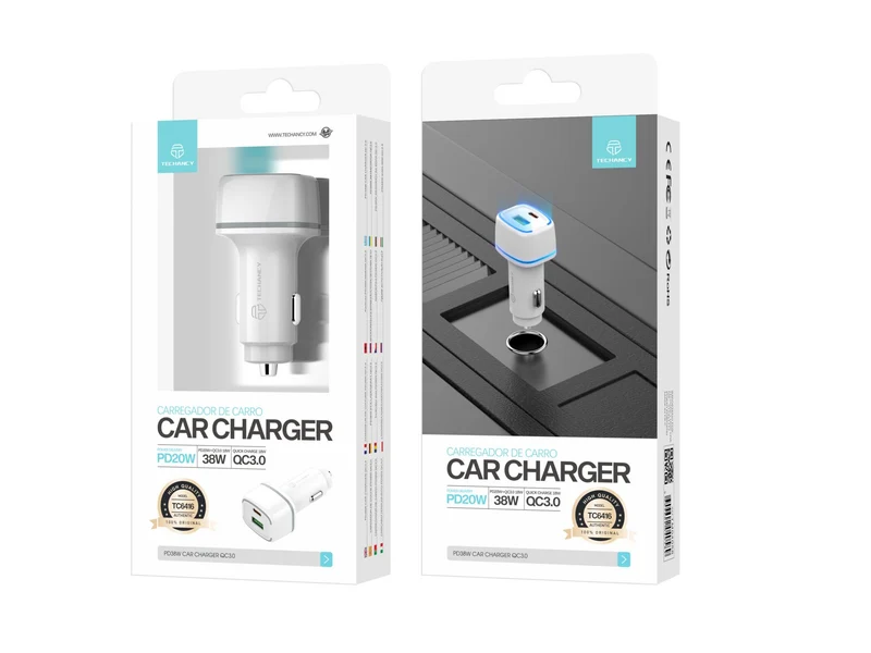 Caricabatteria per auto Techancy 38w;PD20w+QC3.0 1