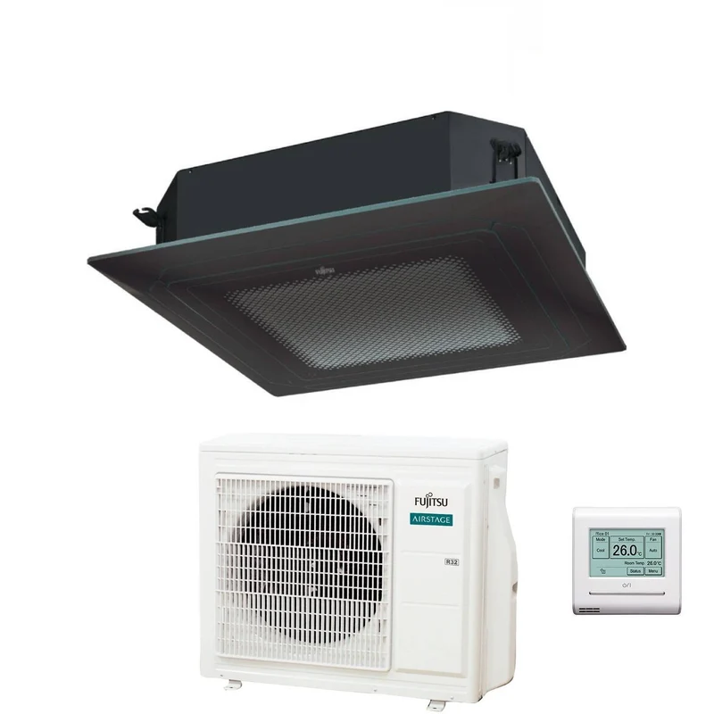 Condizionatore a Cassetta Fujitsu KR Circular Flow Black 24000 Btu AUXG24KRLB R-32 Wi-Fi Optional con Griglia e Filocomando