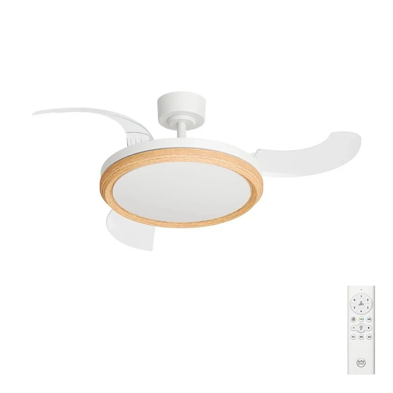 Ventilatore a soffitto con pale a scomparsa a luce led con 8 livelli di regolazione