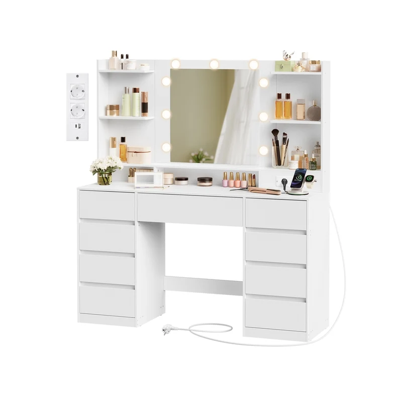 Toeletta con specchio LED e ampi cassetti organizzati