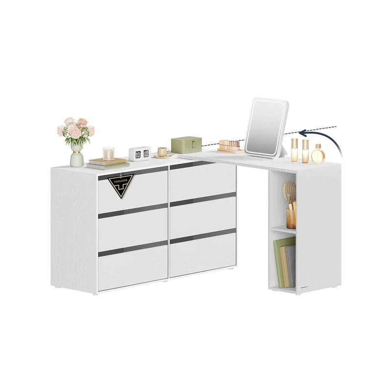 Tavolo da trucco modulare con cassettiera e scaffale