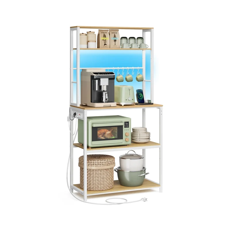 Scaffale da cucina con ripiani regolabili e illuminazione LED