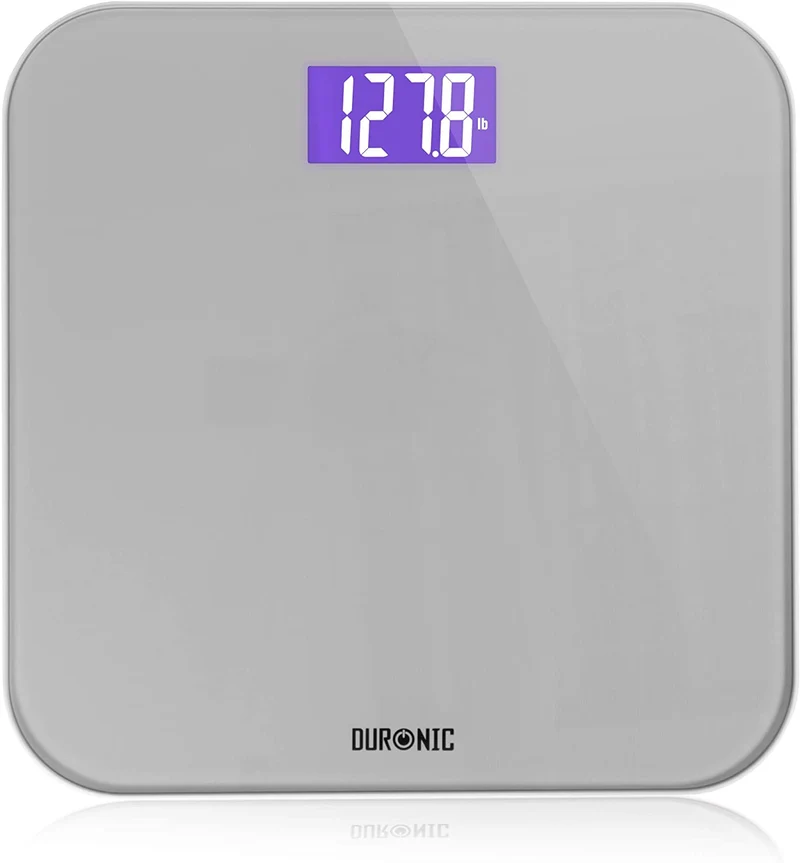 Duronic BS603 Bilancia pesapersone digitale | Capacità fino a 180 kg |Schermo LCD retroilluminato | In vetro argento resistente | Bilancia ad alta precisione | Tecnologia Step-on