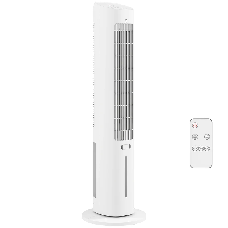 Raffrescatore d'Aria 3-in-1 a Torre 29x29x 97,5 cm Serbatoio 3 Litri con Telecomando in PP Bianco