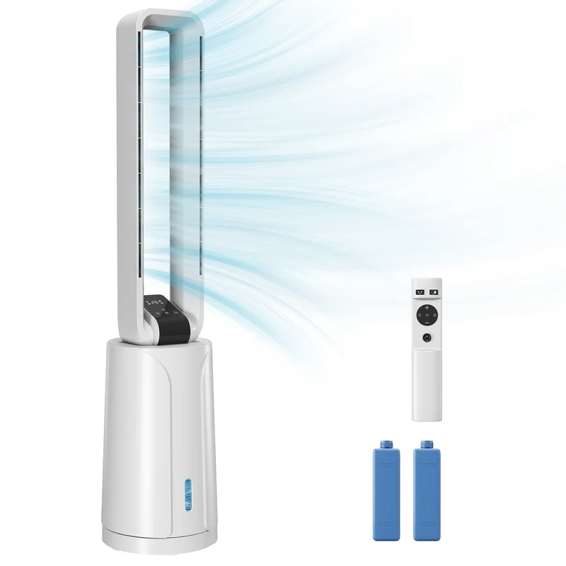 Raffrescatore Evaporativo 24,7x24,7x109,5 cm con Timer 15H e Telecomando in ABS Bianco