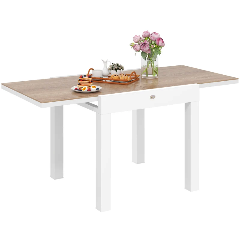 EasyComfort Tavolo da Pranzo da Giardino Allungabile 80-160 cm per 4-6 Posti, Bianco