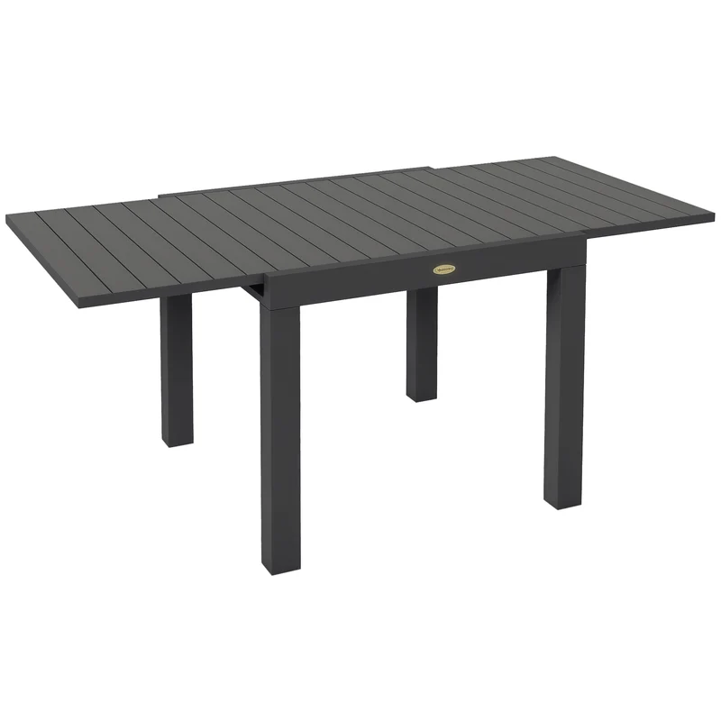 EasyComfort Tavolo da Giardino Allungabile per 4-6 Persone con Piano a Doghe, in Alluminio, 81/162x80x75 cm, Grigio