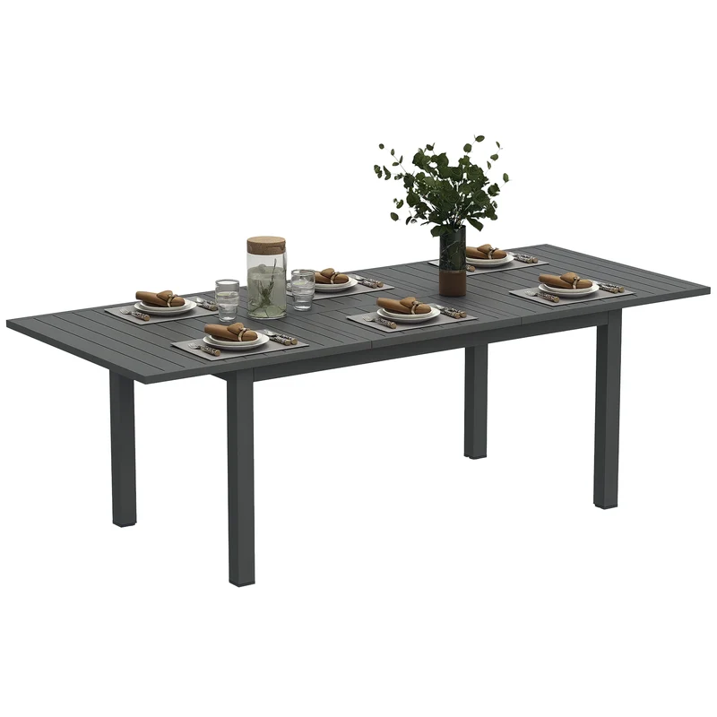 EasyComfort Tavolo da Giardino Allungabile da 160-220 cm per 6-8 Persone Rettangolare in Alluminio, Grigio