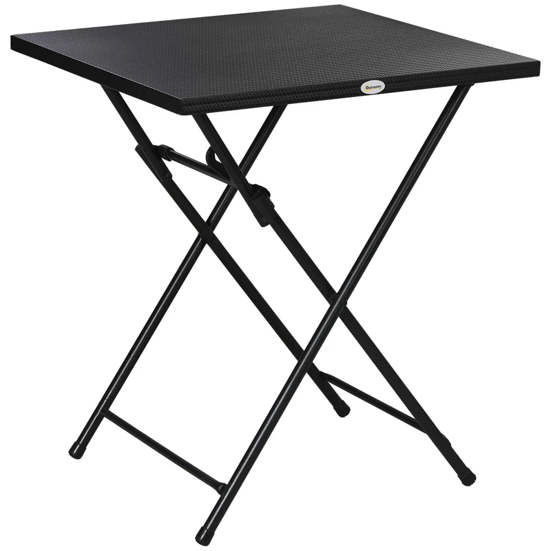 EasyComfort Tavolino da Esterni Pieghevole in Acciaio con Piedini Antiscivolo, 60x60x71 cm, Nero