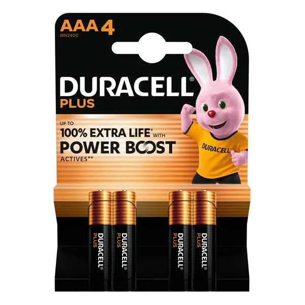Pila ministilo AAA - 1,5V - Plus Powerboost - MN2400 - Duracell - blister 4 pezzi