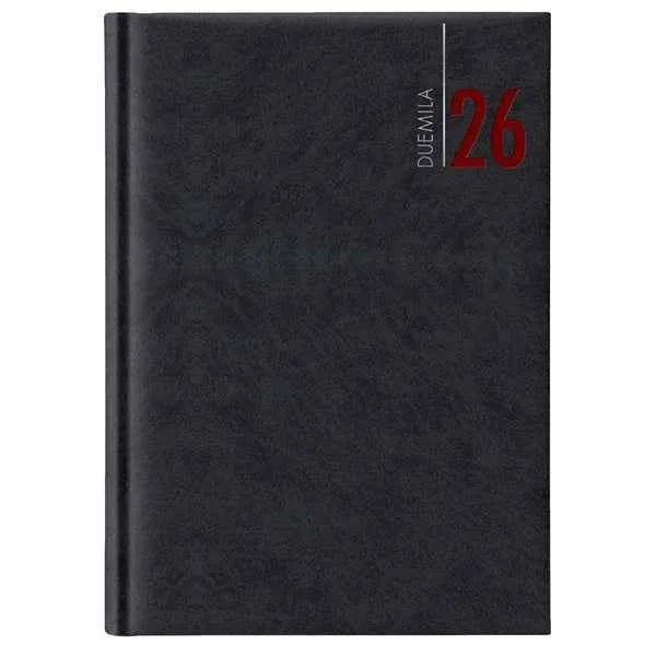 Agenda settimanale 2027 - copertina in carta imbottita - 17 x 24 cm - nero