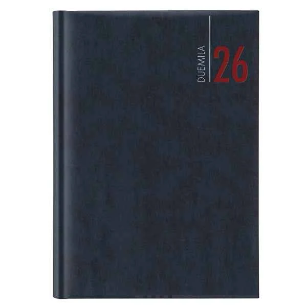Agenda giornaliera 2027 - copertina in carta imbottita - 14,5 x 20,5 cm - blu