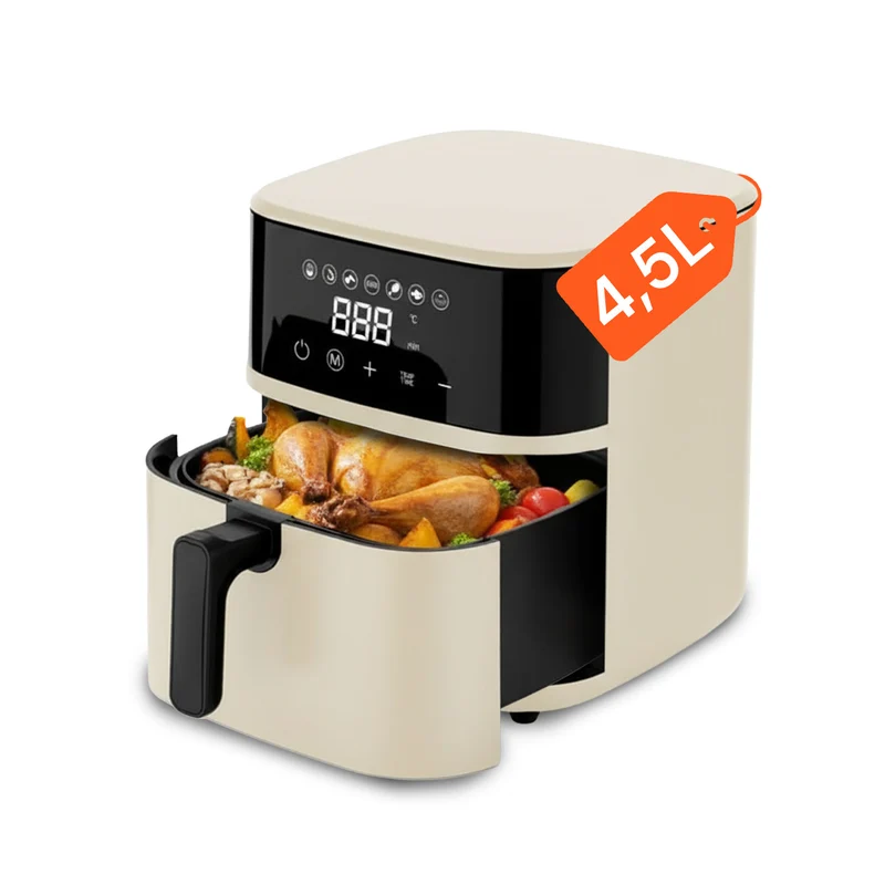 Friggitrice ad Aria 4,5L con Display LED Touch e 7 Programmi di Cottura 1400W