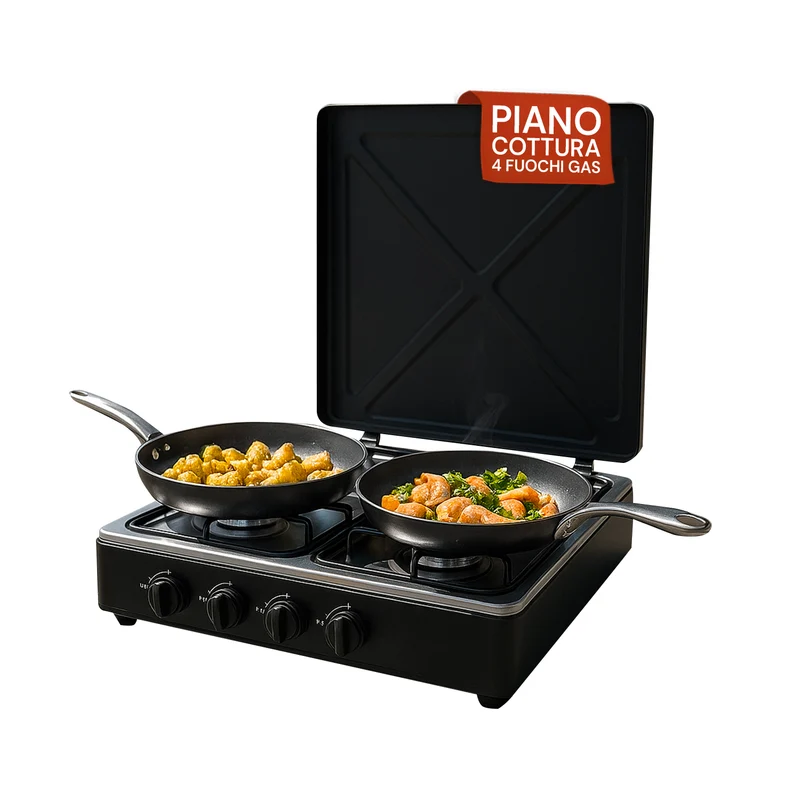 Cucina all’Aperto con Fornello a Gas 4 Fuochi ad Alta Efficienza Facile da Usare